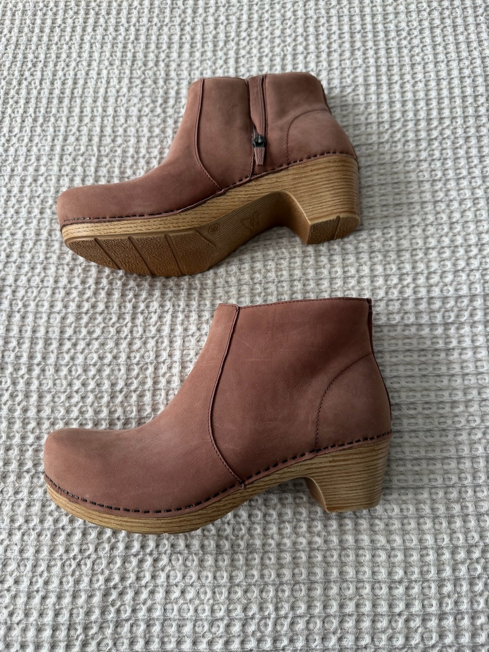 Dansko Women's Chestnut Brown Suede Ankle Booties with Side Zip - Picture 5 of 7